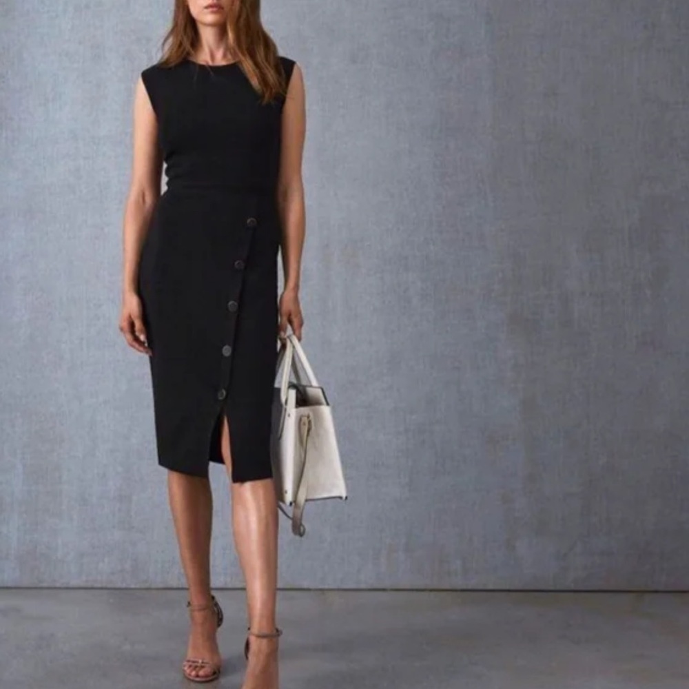 REISS Sasha Black Knit Women's Midi Dress. Size Xs . No brand & material tags .
